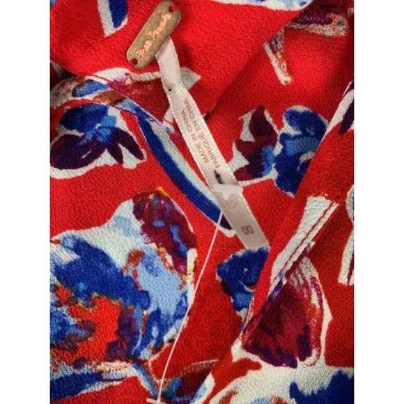 NEW Free People Mini Dress Red & Blue Floral Glow Up - Picture 6 of 6
